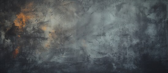 Obraz premium Vintage web banner or wallpaper with a gloomy, textured rough dark surface resembling an abstract grunge black background on an empty concrete wall, providing copy space image.