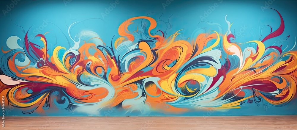 Poster wall graffiti - colorful abstract mural with copy space image.