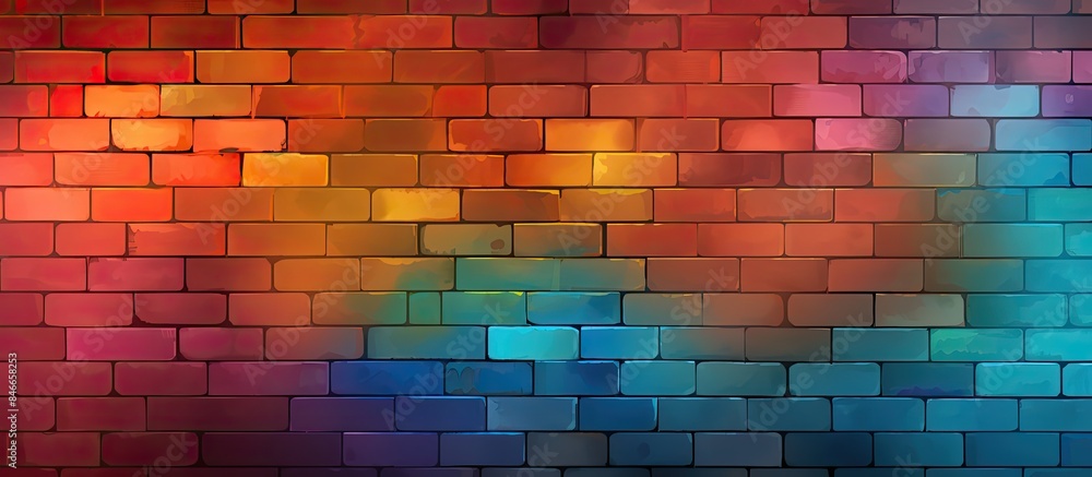 Poster background showing a brick wall with various colored paint and space for copying images.
