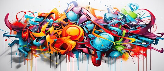 Obraz premium Graffiti street art culture with spray paint creating an abstract concept with a copy space image.