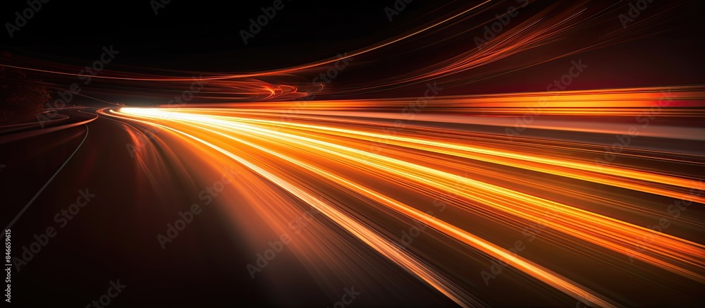 Aufkleber car lights captured through long exposure creating captivating streaks in the image with copy space.