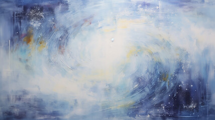 Fototapeta premium art background, light blue and white copy space paint strokes on canvas, impressionism creativity