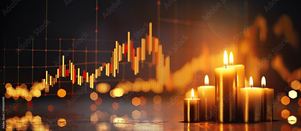 Poster abstract financial background with a stock market or forex trading graph and candlestick chart, idea