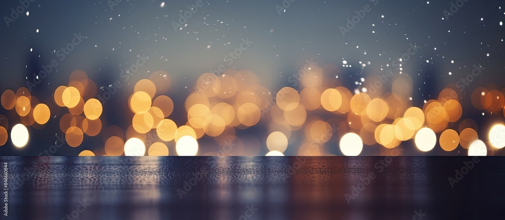Poster Night urban lights creating an abstract bokeh effect on the background with copy space image.
