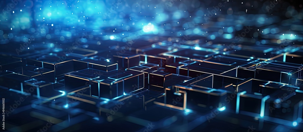 Poster Abstract blockchain technology background with encrypted data for cyber security, suitable for copy space image.