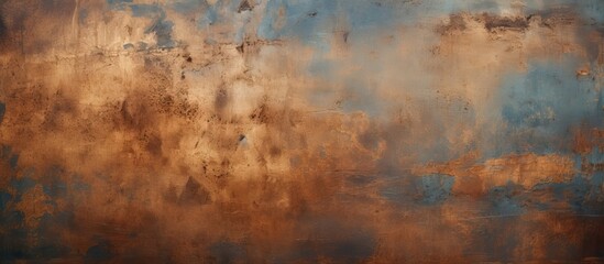 A rustic metallic background featuring copper and bronze tones with a weathered, aged look, providing a vintage and textured effect for a wallpaper with copy space image.