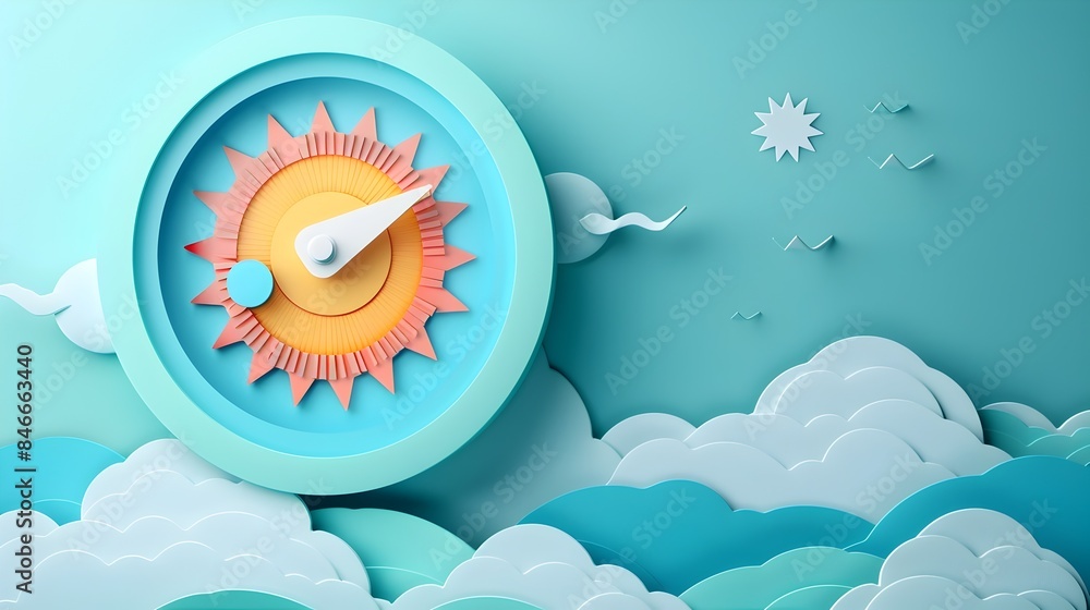Poster close up view of a uv index meter displaying safe levels due to ozone layer protection