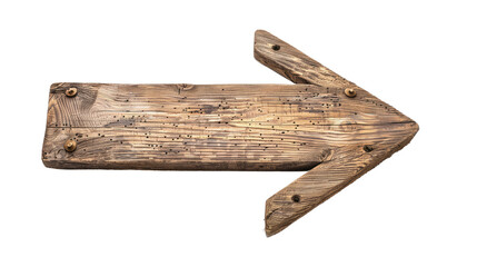 Wooden arrow on a transparent background