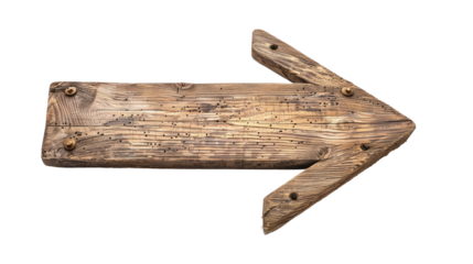 Wooden arrow on a transparent background