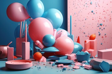 An abstract happy birthday scene with gifts
