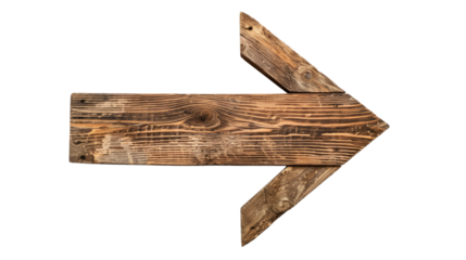 Wooden arrow on a transparent background