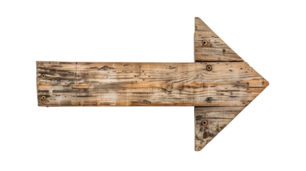 Wooden arrow on a transparent background