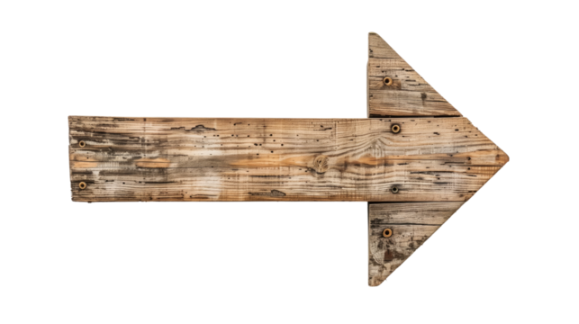 Wooden arrow on a transparent background