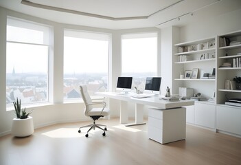 minimalist interior design style futuristic home office sleek furniture state of the art technology