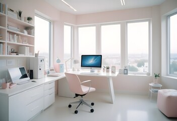 minimalist interior design style futuristic home office sleek furniture state of the art technology