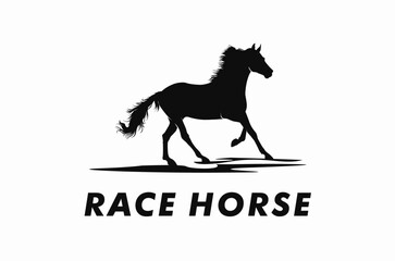 Big tall and strong racing horse, logo design illustration