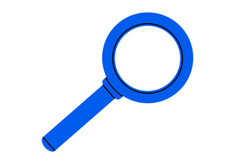 Hand drawn cute cartoon illustration magnifying glass. Flat vector searching optical tool sticker in doodle style. Discover or explore icon. Searching for opportunity. Data analysis. Isolated.