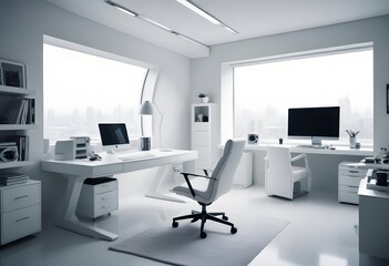 minimalist interior design style futuristic home office sleek furniture state of the art technology