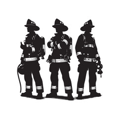 Firefighters pose silhouette vector illustration 