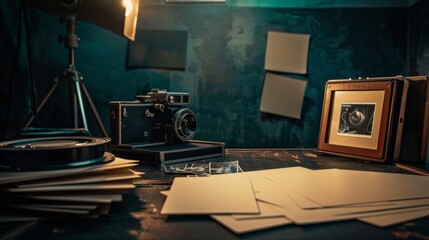 Vintage Photographer's Darkroom Blank Business Cards Photo Reels and Classic Camera