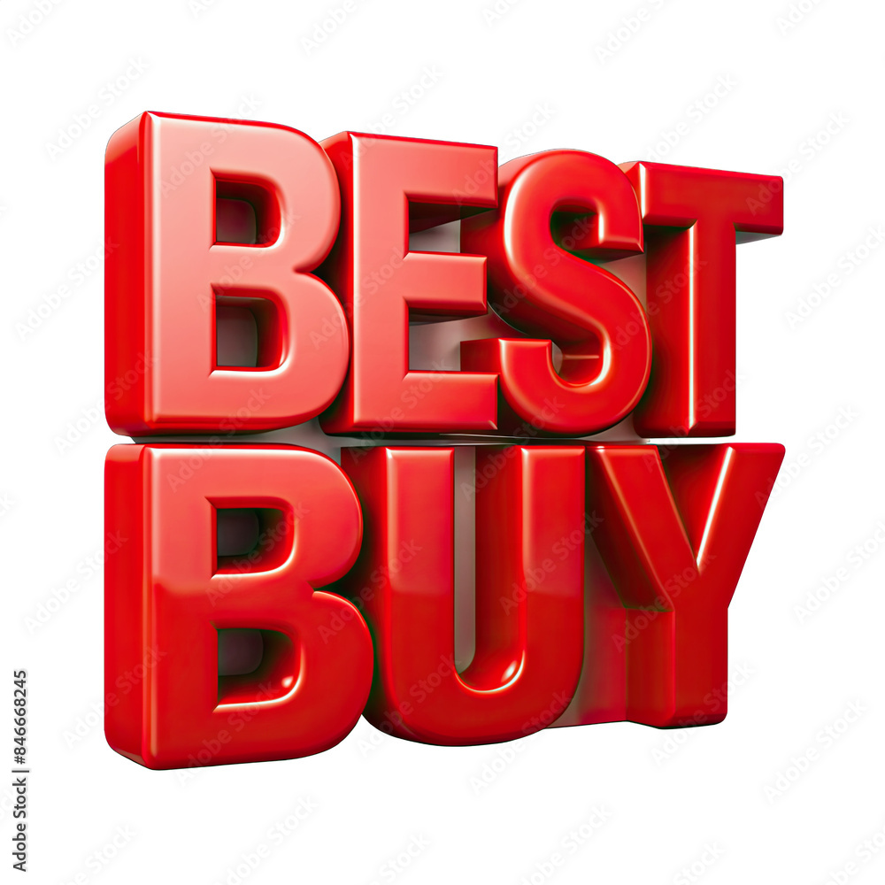 Aufkleber a close-up image of a 3d rendering of the phrase best buy in bold, red letters against a plain white