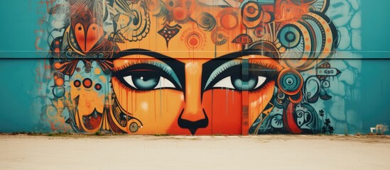 Abstract street art on a wall with copy space image.