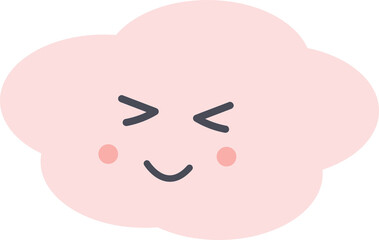 symbol, happy pink cloud sticker on transparent background for collage