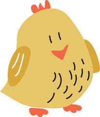 symbol, sticker, drawing happy chicken on transparent background for collage