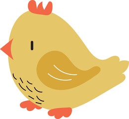 symbol, sticker, drawing happy chicken on transparent background for collage © Yekaterina