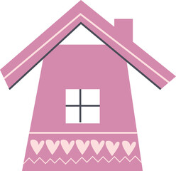 symbol,sticker house pink on transparent background for collage