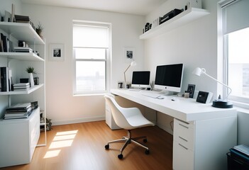 minimalist interior design style futuristic home office sleek furniture state of the art technology