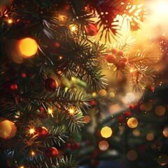 Close Up of a Christmas Tree With Lights