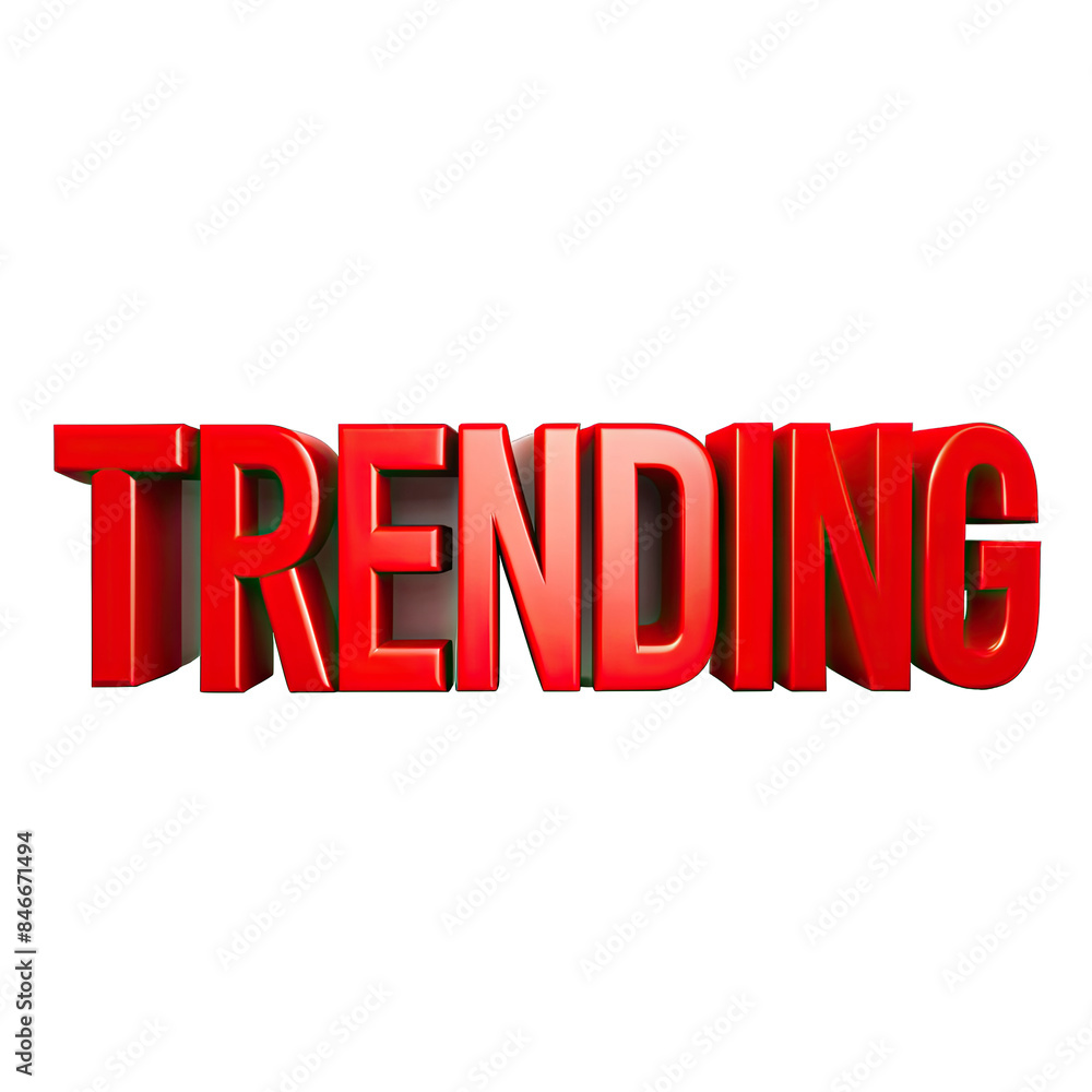 Poster a 3d rendering of the word trending in bold, red letters against a white background. generative ai