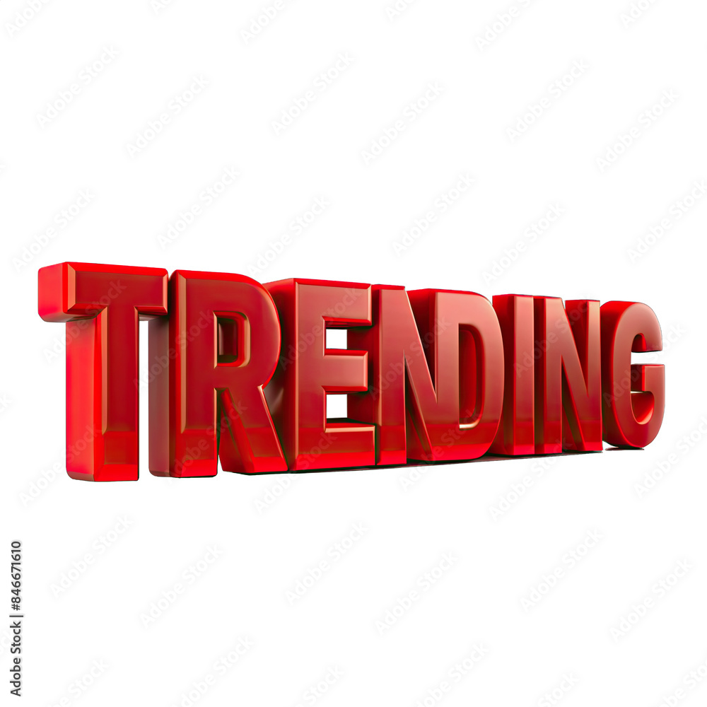 Aufkleber a red 3d rendering of the word trending isolated on a white background. generative ai