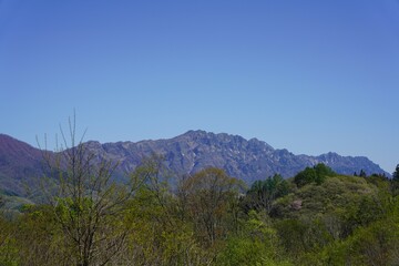 信州　小川村から望む戸隠連峰