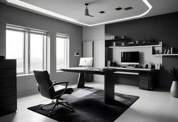 minimalist interior design style futuristic home office sleek furniture state of the art technology