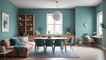 Fototapeta premium minimalist interior design style futuristic home office sleek furniture state of the art technology