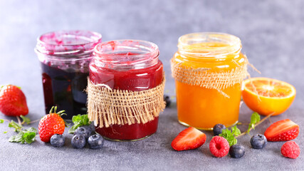 assorted of fresh fruit jam
