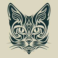 Obraz premium Symmetrical Cat Tribal Illustration