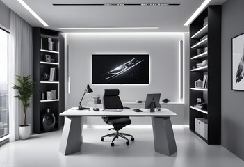 minimalist interior design style futuristic home office sleek furniture state of the art technology