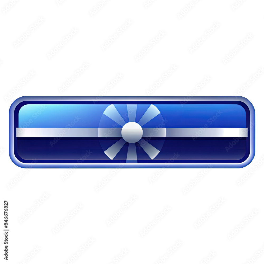 Poster a blue, rectangular loading icon template featuring a spinning, white circular design. the icon is i
