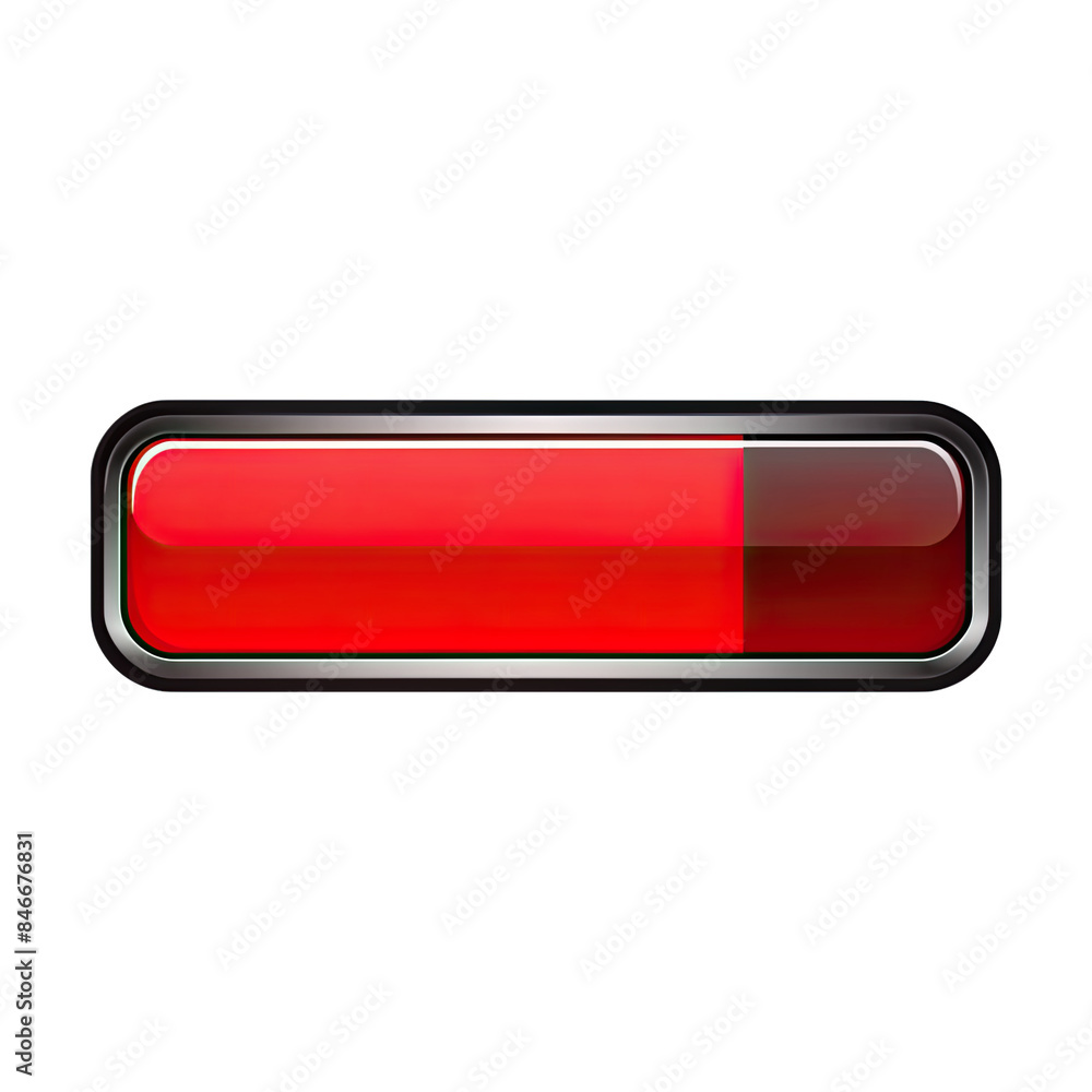 Poster a red, glossy progress bar template with a black outline and a slight metallic sheen. the bar is iso
