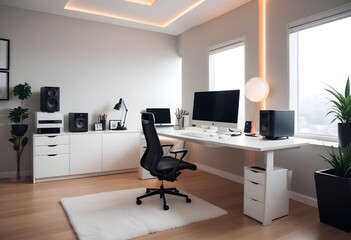minimalist interior design style futuristic home office sleek furniture state of the art technology