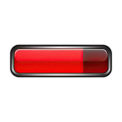 A red, glossy progress bar template with a black outline and a slight metallic sheen. The bar is isolated on a white background, perfect for use in digital designs. Generative AI