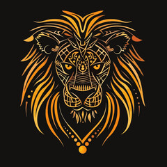 Fototapeta premium Yellow Lion Tattoo Head Tribal