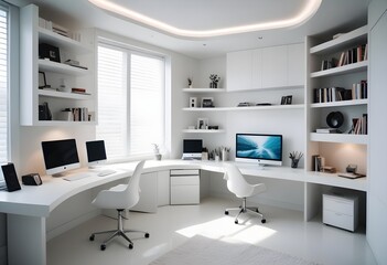 minimalist interior design style futuristic home office sleek furniture state of the art technology