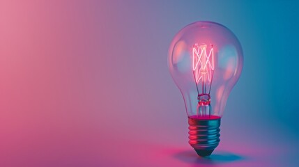 Fototapeta premium Studio photograph of a light bulb emitting bright light with a subtle gradient background emphasizing the clarity and brilliance of a fresh idea