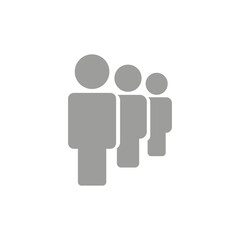 Flat illustration. Avatar, user profile, gender neutral silhouette. Gray icon of three people standing in line. Suitable for social media profiles, screensavers and as a template...