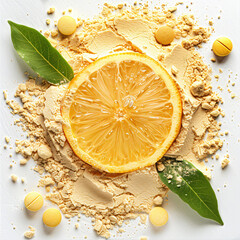 fresh lemon vitamin c concept