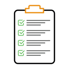 checklist icon with clipboard. clip board line icon with checkbox form and survey checklist. vector illustration on transparent background.